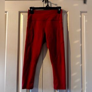 Red leggings with pockets
